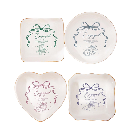 Personalized Engaged Jewelry Dish, Custom Engagement Ring Dish WD0480