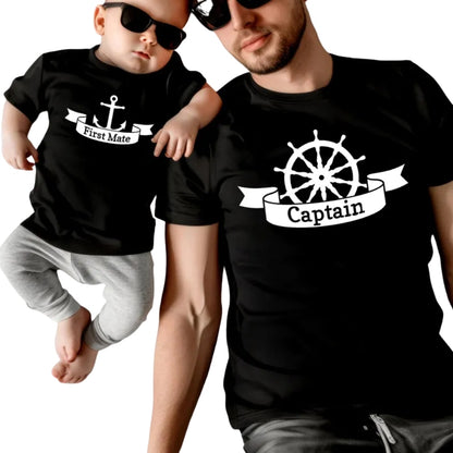 Captain First Mate Matching Daddy And Baby T Shirt, Nautical Dad And Baby Matching Father Day Shirts ET0979