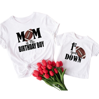 1st Year Down Dad Of The Birthday Boy Matching Football First Birthday Family T Shirt, 1st Birthday Football Family Shirts ET1084