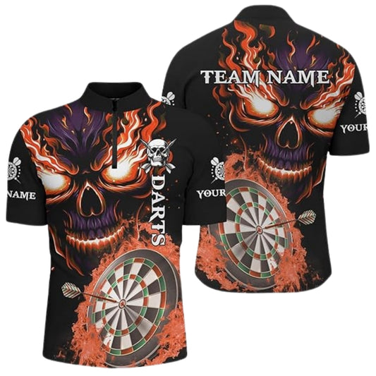 Custom Flaming Skull Darts Jersey For Mens, Custom Skull Darts Team Shirts DZ0025