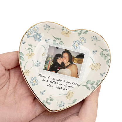 Custom Photo Mother of The Bride Floral Ring Dish, Personalized Floral Wedding Jewelry Dish for Mom WD0245