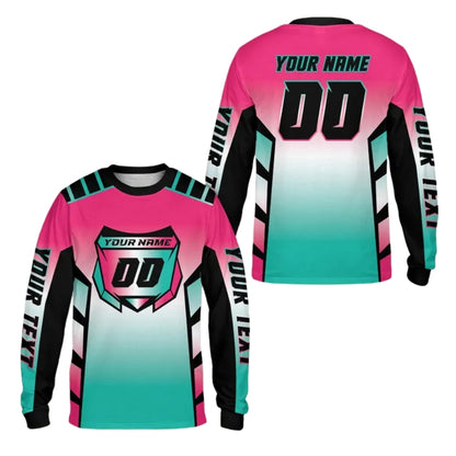 Custom Blue Purple Motocross Mens Jersey Long Sleeve, Custom Racing Dirt Bike Shirts ME0063