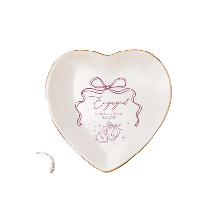 Personalized Engaged Jewelry Dish, Custom Engagement Ring Dish WD0480