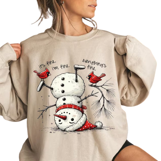 It's Fine I'm Fine Everything's Fine Snowman Sweatshirt, Christmas Sweatshirt For Women 2D0634