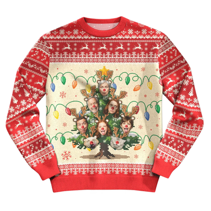 Christmas Tree Custom Faces Family Ugly Sweatshirt 3D Print, Personalized Funny Christmas Sweatshirt 2D1103