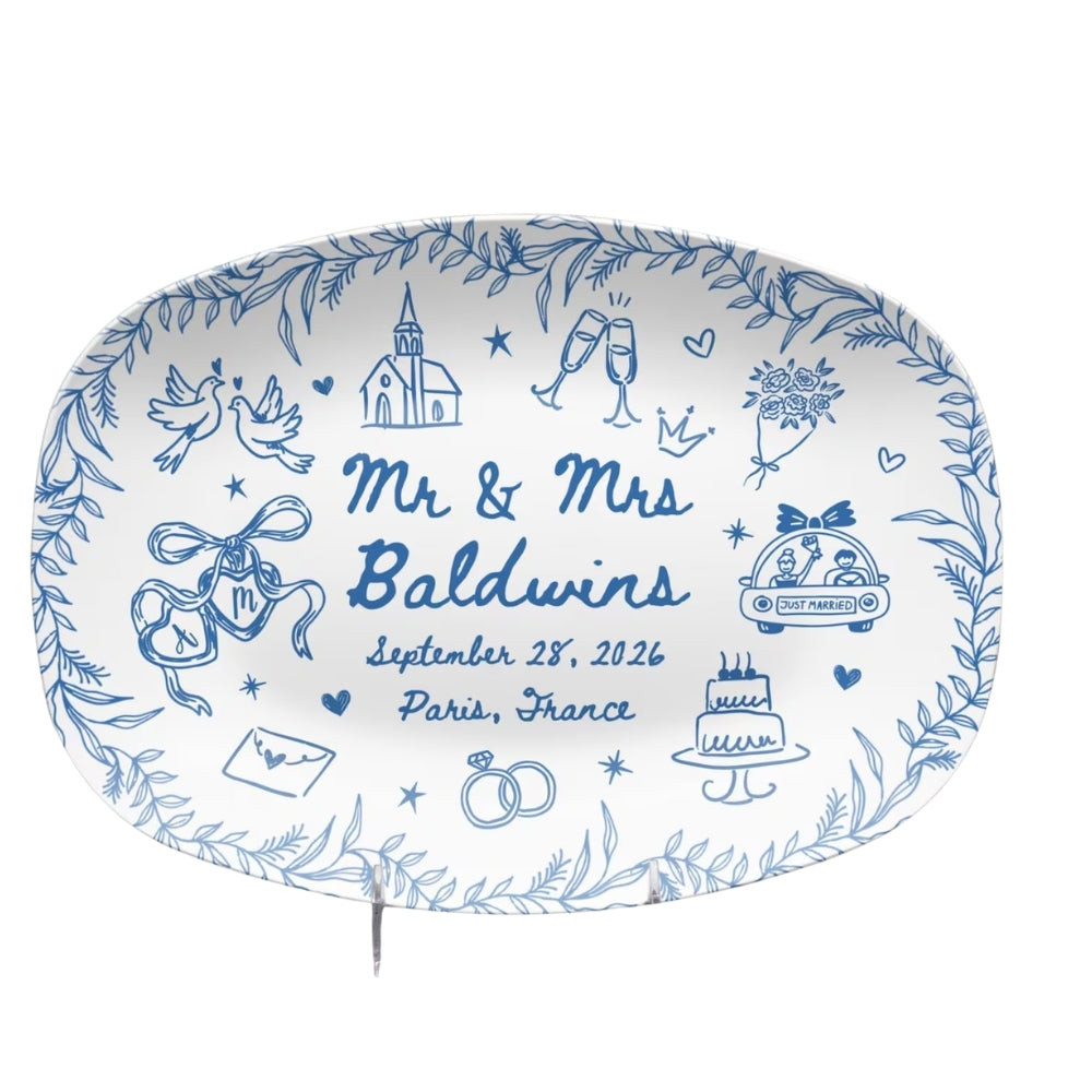 Personalized Wedding Platter With Couple Name, Custom Wedding Engagement Plate WD0284