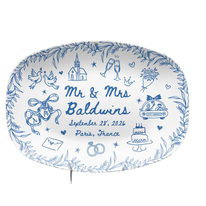 Personalized Wedding Platter With Couple Name, Custom Wedding Engagement Plate WD0284