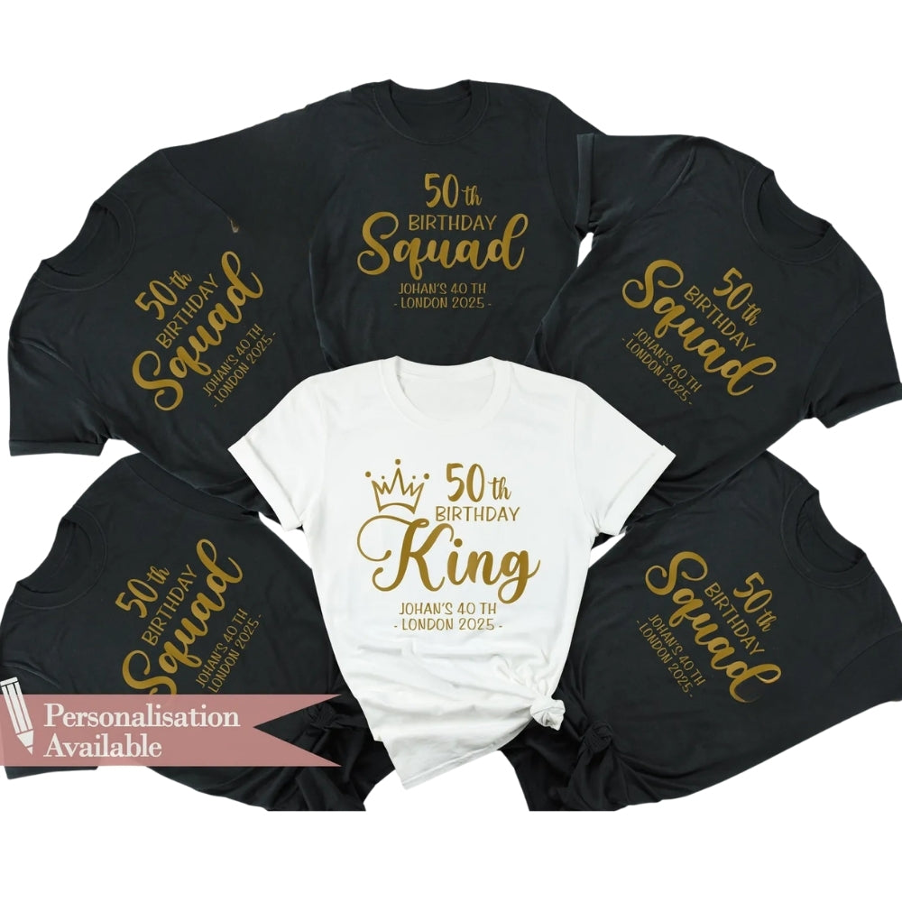 50th Birthday King Custom Matching Family T Shirts, Custom Matching 50th Birthday Shirts For Family ET0443