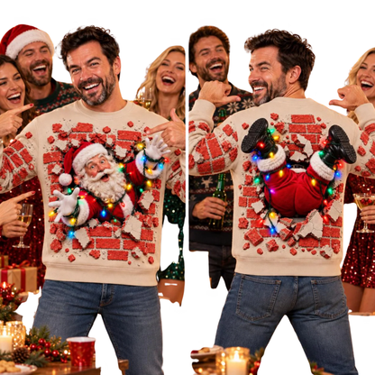 Funny Stuck Santa Christmas 3D Sweatshirt, Funny Xmas Sweater 2D1159