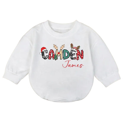 Personalized Name Christmas Baby Romper Sweatshirt, Custom Christmas Romper Sweatshirt Baby BB0938