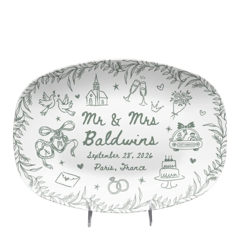 Personalized Wedding Platter With Couple Name, Custom Wedding Engagement Plate WD0284