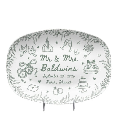 Personalized Wedding Platter With Couple Name, Custom Wedding Engagement Plate WD0284