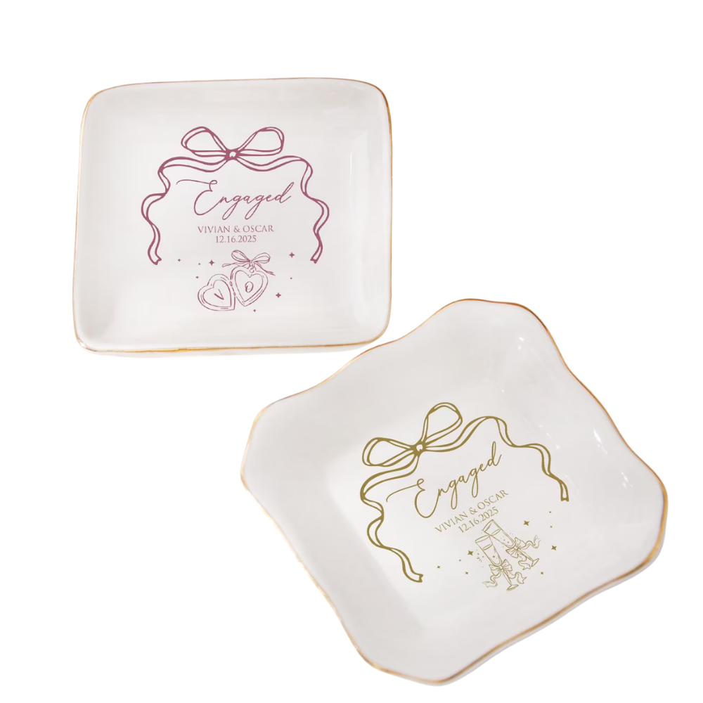 Personalized Engaged Jewelry Dish, Custom Engagement Ring Dish WD0480