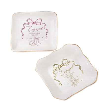 Personalized Engaged Jewelry Dish, Custom Engagement Ring Dish WD0480