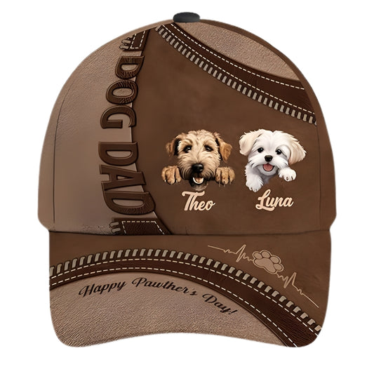 Happy Pawther's Day Custom Dog Face Baseball Caps, Custom Dog Caps For Dad Father Day CP0250