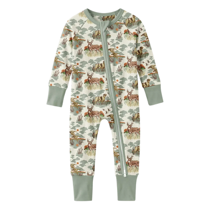 Deer Dog Hunting Baby Convertible Zippy Romper, Vintage Hunting Baby Romper Convertible BB0893