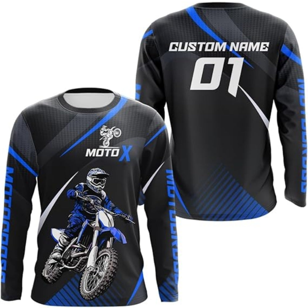 Custom Men's Green MX Long Sleeve Shirts, Custom Motocross Jerseys MZ0024