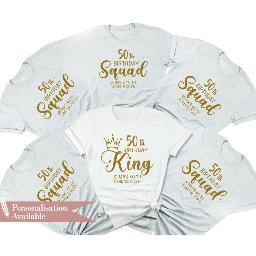 50th Birthday King Custom Matching Family T Shirts, Custom Matching 50th Birthday Shirts For Family ET0443