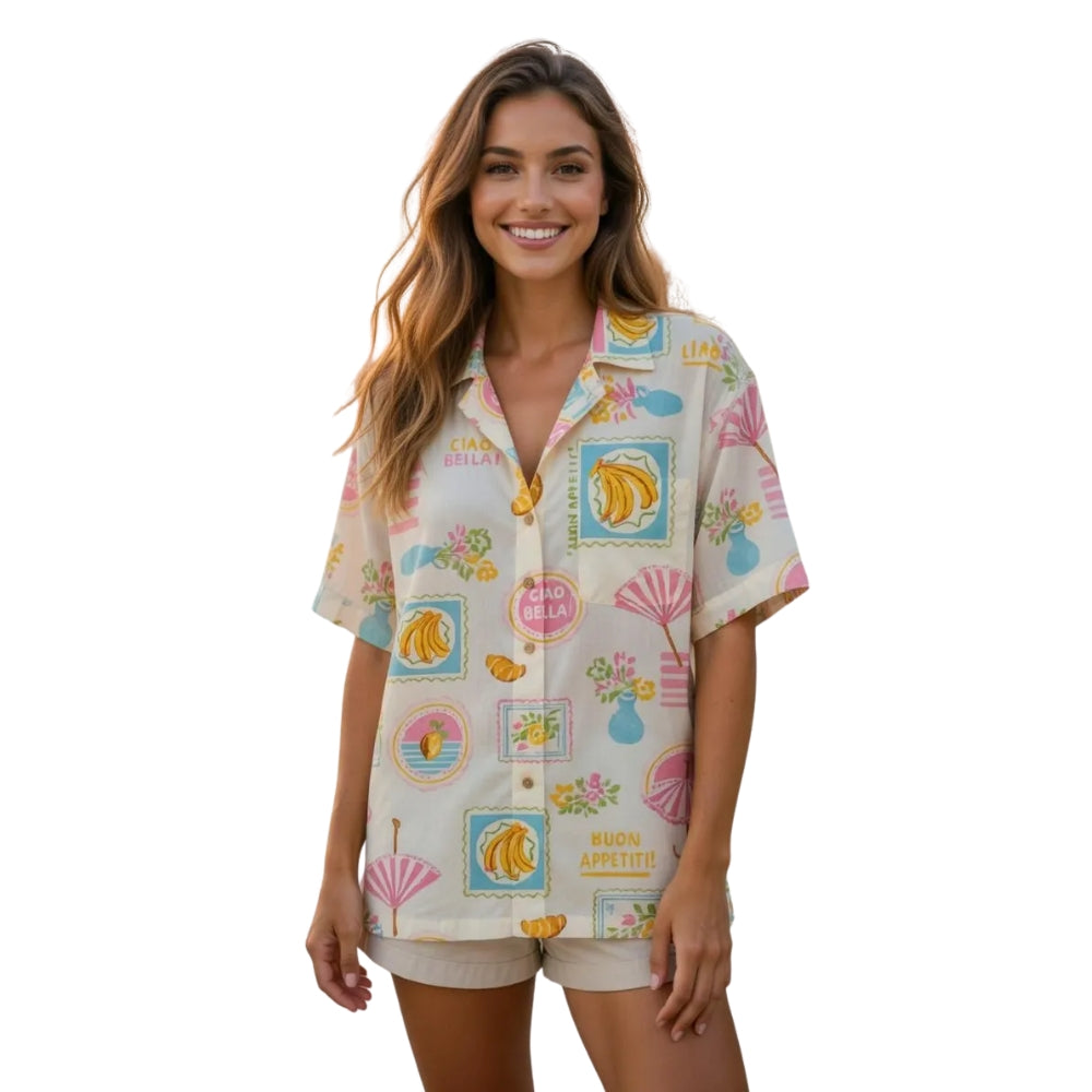Ciao Bella Italian Matching Hawaiian Family Shirts, Beach Tropical Hawaiian Shirts For Family ET0541