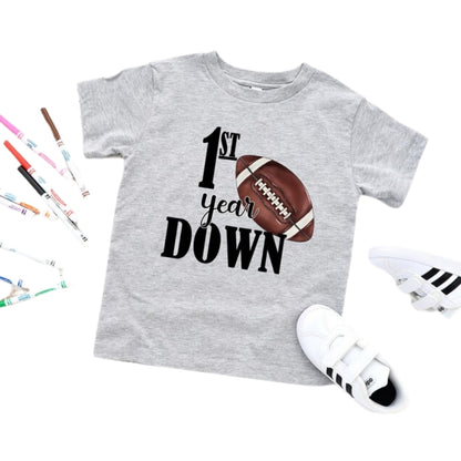 1st Year Down Dad Of The Birthday Boy Matching Football First Birthday Family T Shirt, 1st Birthday Football Family Shirts ET1084