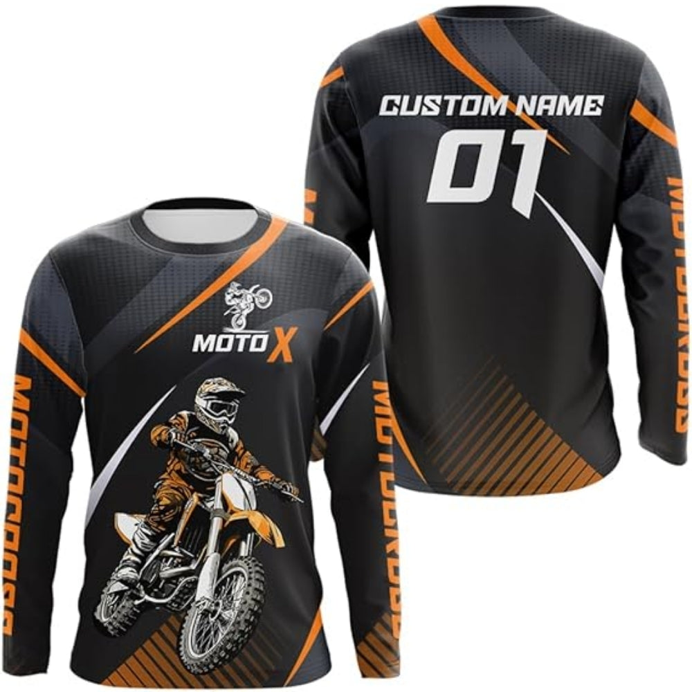 Custom Men's Green MX Long Sleeve Shirts, Custom Motocross Jerseys MZ0024