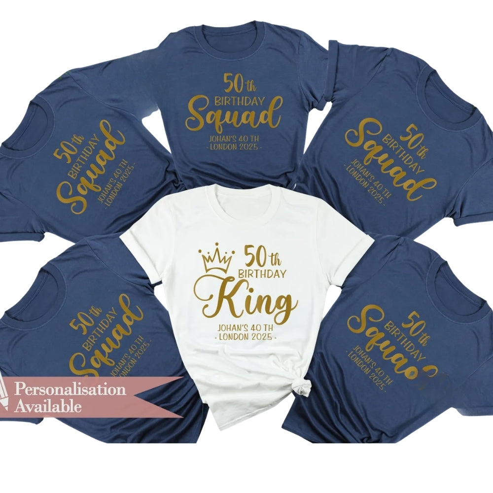50th Birthday King Custom Matching Family T Shirts, Custom Matching 50th Birthday Shirts For Family ET0443