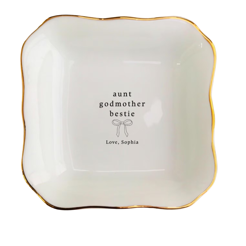 Aunt Godmother Bestie Custom Wedding Jewelry Dish For Godmother, Custom Aunt Wedding Ring Dish From Bride WD0481