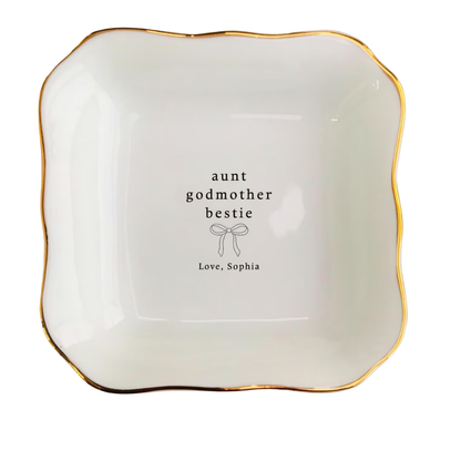 Aunt Godmother Bestie Custom Wedding Jewelry Dish For Godmother, Custom Aunt Wedding Ring Dish From Bride WD0481
