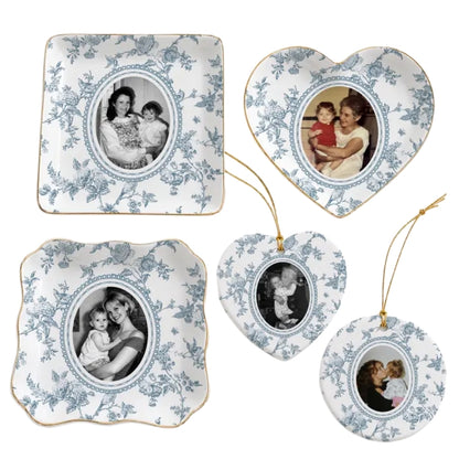 Custom Photo Toile De Jouy Mother of the Bride Ring Dish, Personalized Mother of the Bride Wedding Day Jewelry Dish From Daughter WD0246