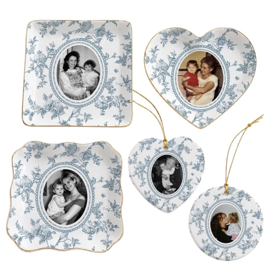 Custom Photo Toile De Jouy Mother of the Bride Ring Dish, Personalized Mother of the Bride Wedding Day Jewelry Dish From Daughter WD0246