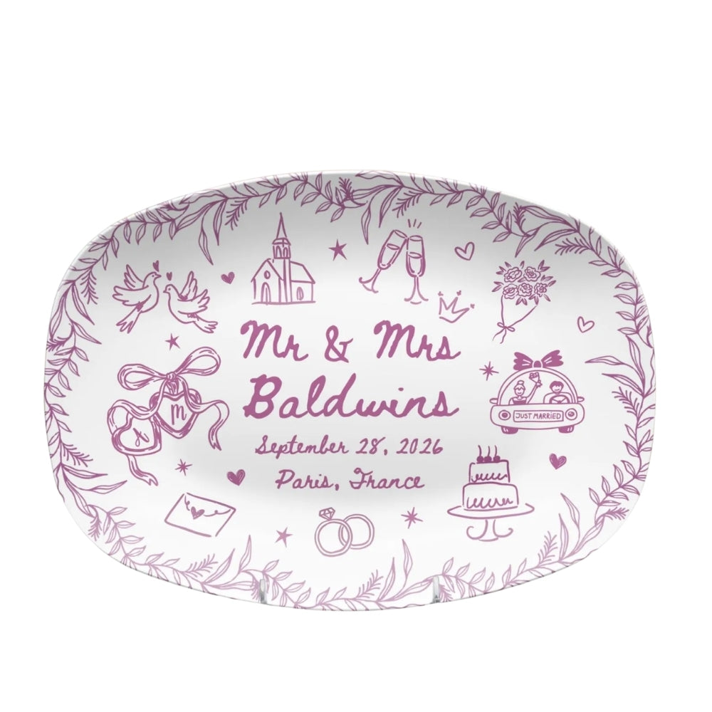 Personalized Wedding Platter With Couple Name, Custom Wedding Engagement Plate WD0284