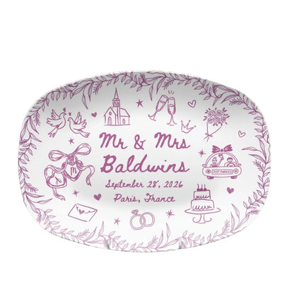 Personalized Wedding Platter With Couple Name, Custom Wedding Engagement Plate WD0284