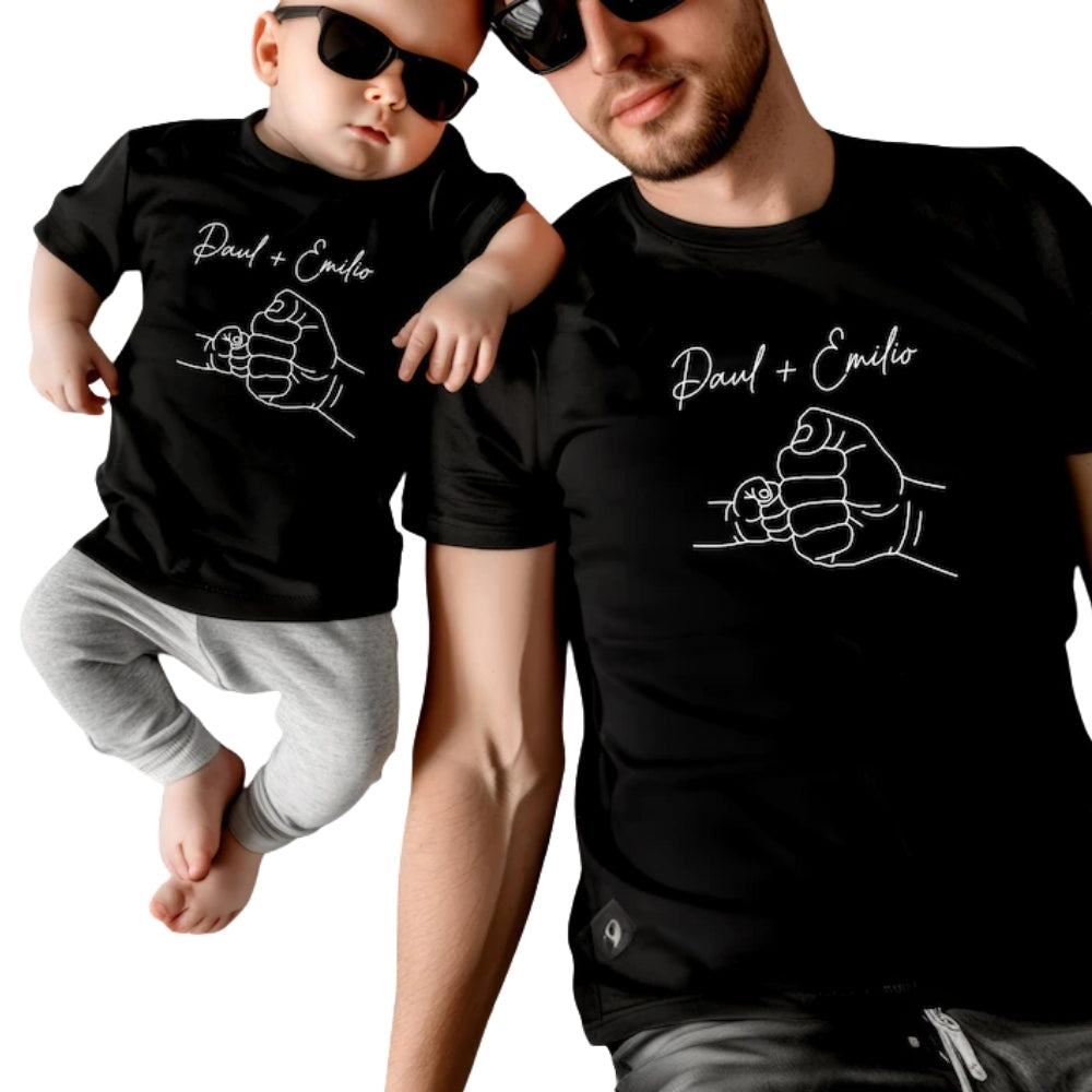 Custom Dad And Me Fist Bump Matching Family T Shirts, Custom Family Matching Shirts For Father's Day ET0152