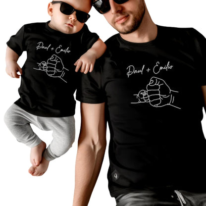 Custom Dad And Me Fist Bump Matching Family T Shirts, Custom Family Matching Shirts For Father's Day ET0152