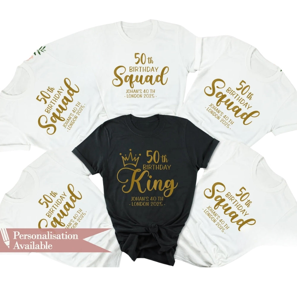 50th Birthday King Custom Matching Family T Shirts, Custom Matching 50th Birthday Shirts For Family ET0443