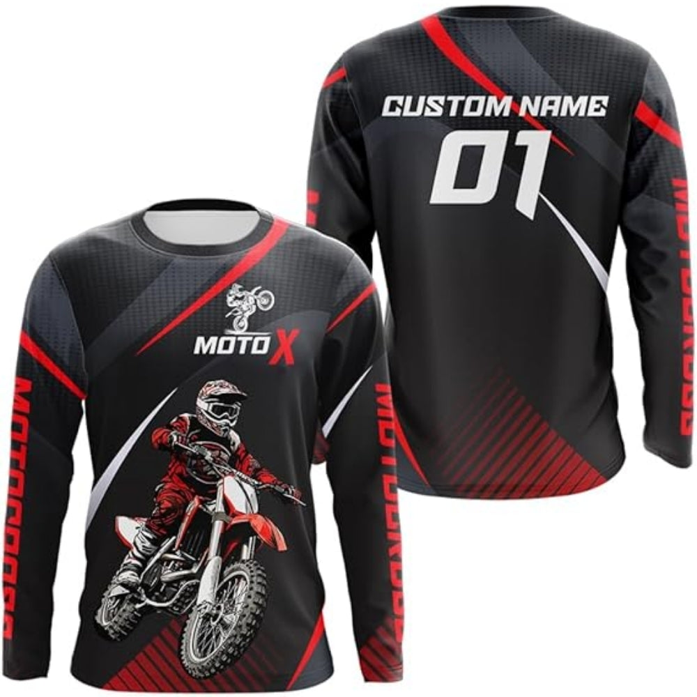 Custom Men's Green MX Long Sleeve Shirts, Custom Motocross Jerseys MZ0024