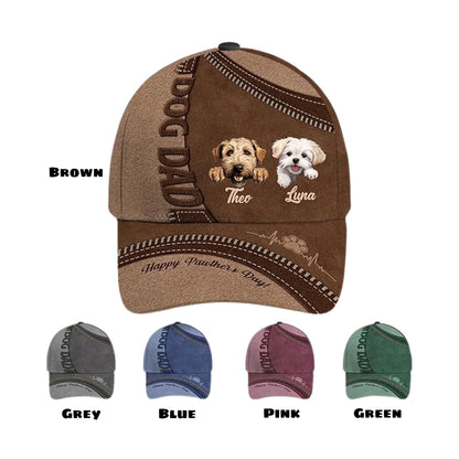 Happy Pawther's Day Custom Dog Face Baseball Caps, Custom Dog Caps For Dad Father Day CP0250