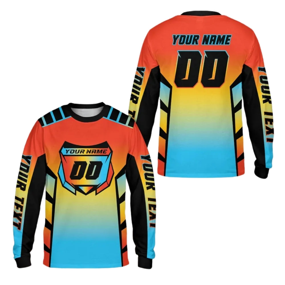 Custom Blue Purple Motocross Mens Jersey Long Sleeve, Custom Racing Dirt Bike Shirts ME0063