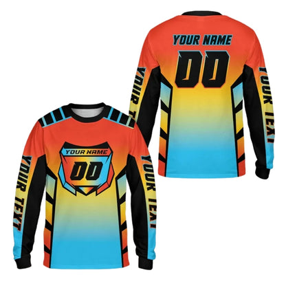 Custom Blue Purple Motocross Mens Jersey Long Sleeve, Custom Racing Dirt Bike Shirts ME0063