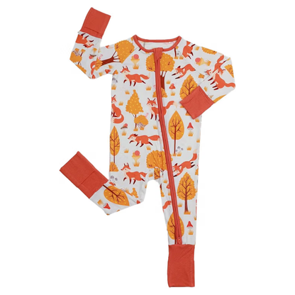 Fox Autumn Baby Convertible Zippy Romper, Fox Fall Convertible Romper For Baby BB0608