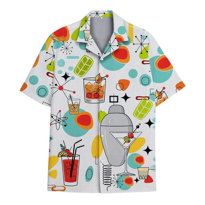 Retro Cocktail Atomic Hawaiian Shirt For Men Women, Cocktail Hawaiian Shirts HE0082