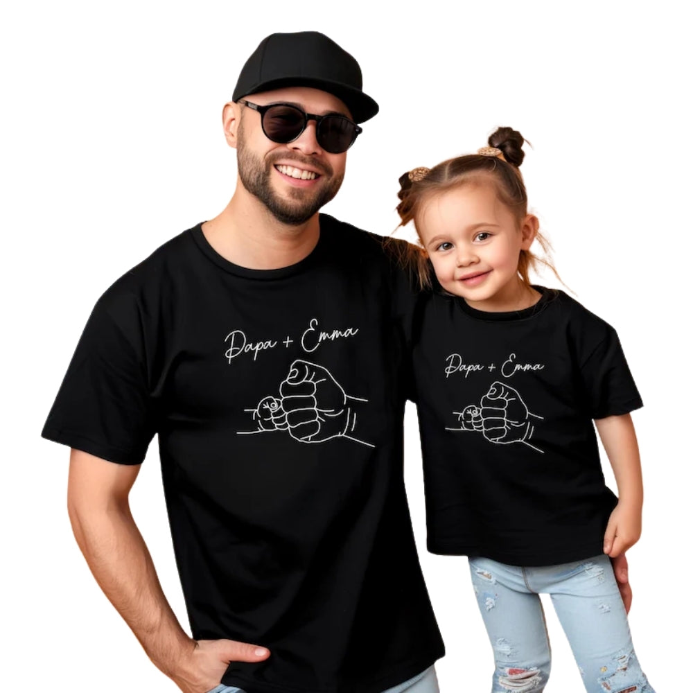 Custom Dad And Me Fist Bump Matching Family T Shirts, Custom Family Matching Shirts For Father's Day ET0152
