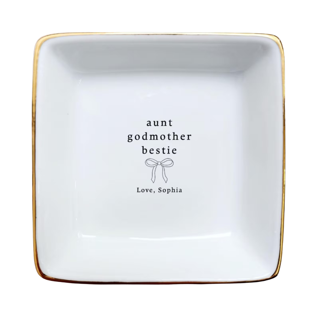 Aunt Godmother Bestie Custom Wedding Jewelry Dish For Godmother, Custom Aunt Wedding Ring Dish From Bride WD0481