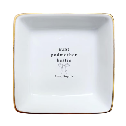 Aunt Godmother Bestie Custom Wedding Jewelry Dish For Godmother, Custom Aunt Wedding Ring Dish From Bride WD0481