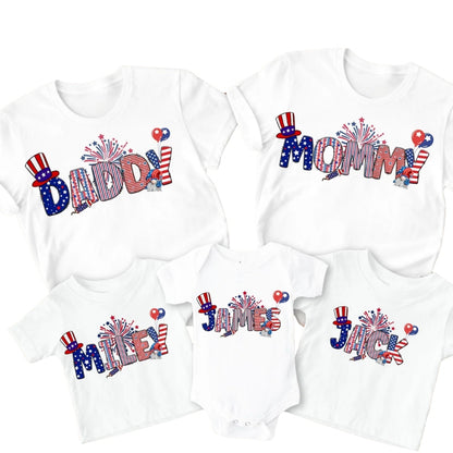 Custom Name 4th Of July Matching Family T Shirts, Personalized Matching Family Shirts For Independence Day ET0444