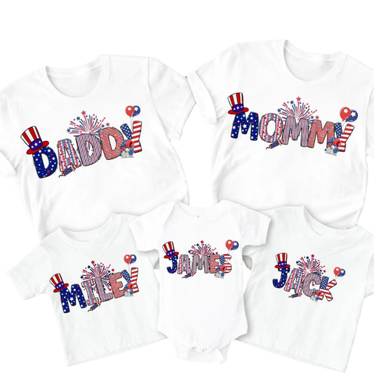 Custom Name 4th Of July Matching Family T Shirts, Personalized Matching Family Shirts For Independence Day ET0444