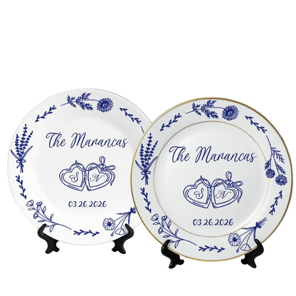 Personalized Last Name Couple Wedding Round Platter, Custom Wedding Plate WD0285