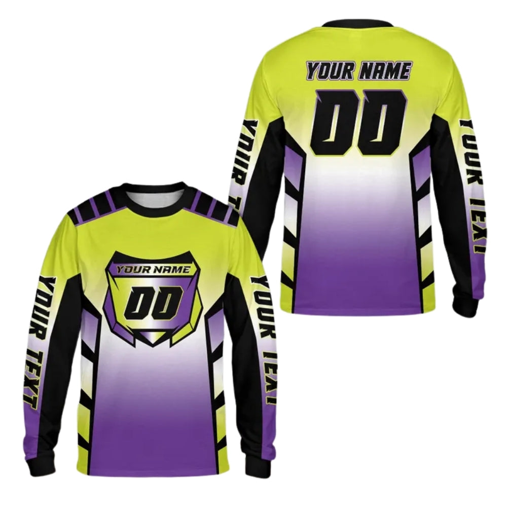 Custom Blue Purple Motocross Mens Jersey Long Sleeve, Custom Racing Dirt Bike Shirts ME0063