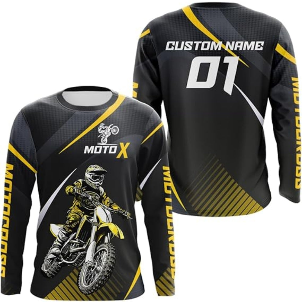 Custom Men's Green MX Long Sleeve Shirts, Custom Motocross Jerseys MZ0024