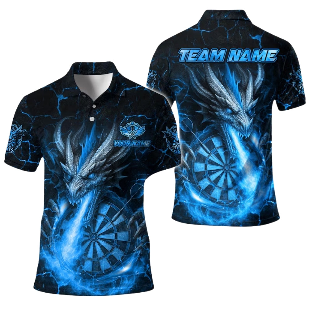 Custom Dragon Flame Dart Men's Polo Shirt, Custom Dragon Darts Shirt For Team DE0092